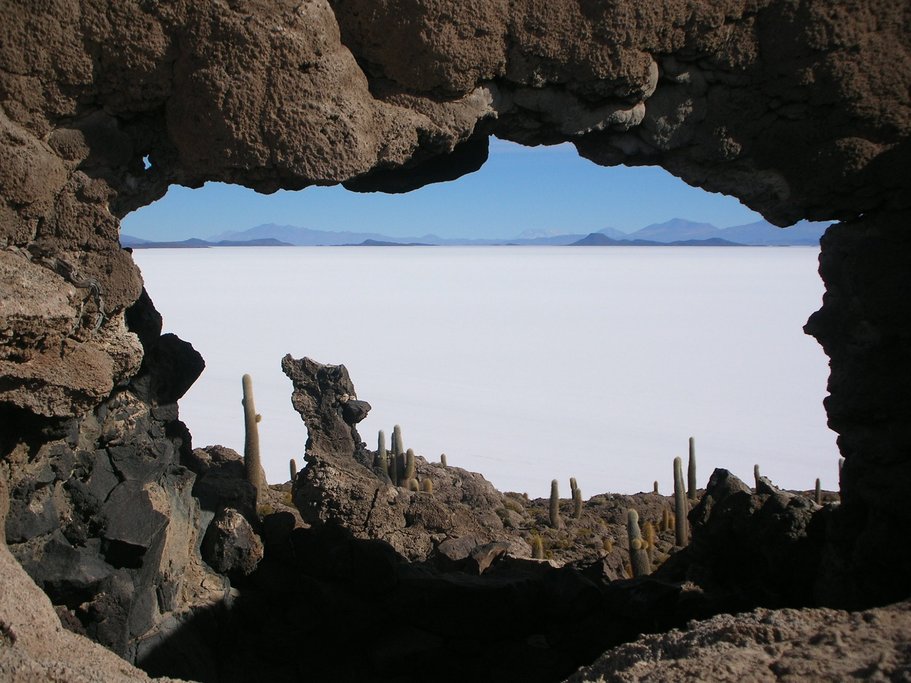 Incahuasi Island and the salt flats beyond