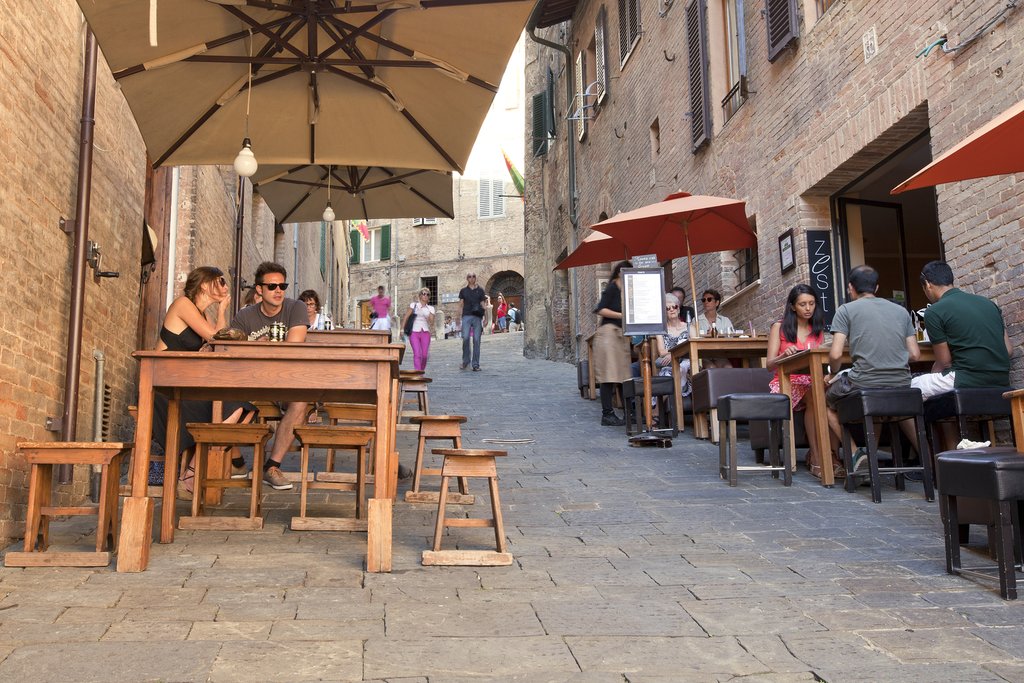 Dining outside in Siena, Tuscany