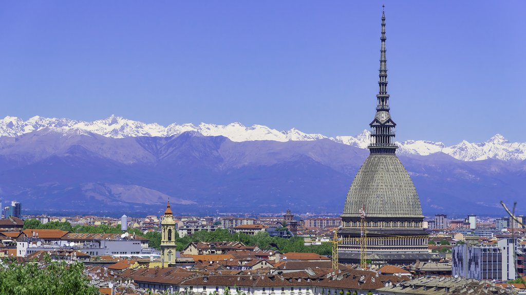 Turin skyline with the Alps in the background