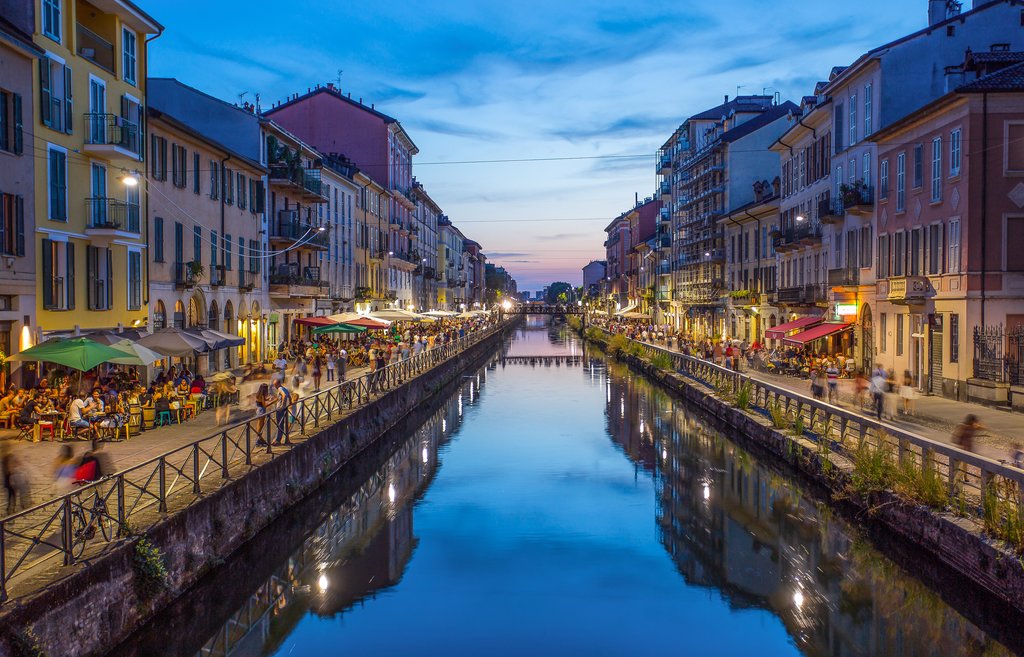 Naviglio Grande canal in the evening