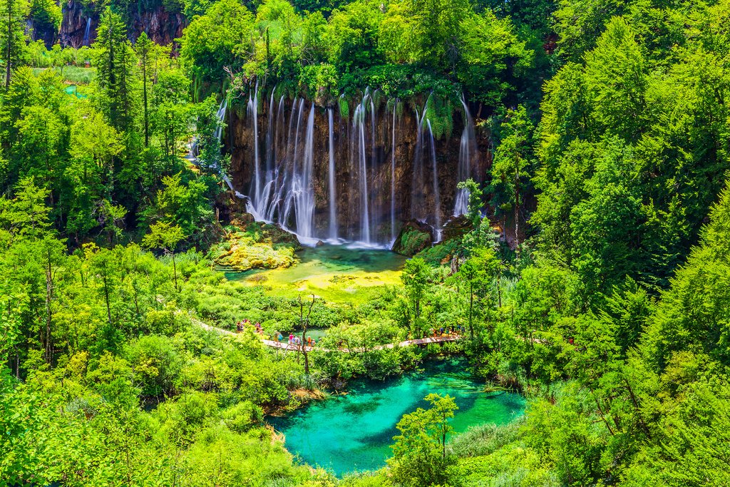 Waterfalls of Plitvice Lakes National Park in Croatia