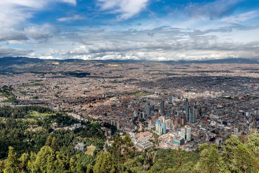 The view of Bogotá from atop Cerro Monserrate