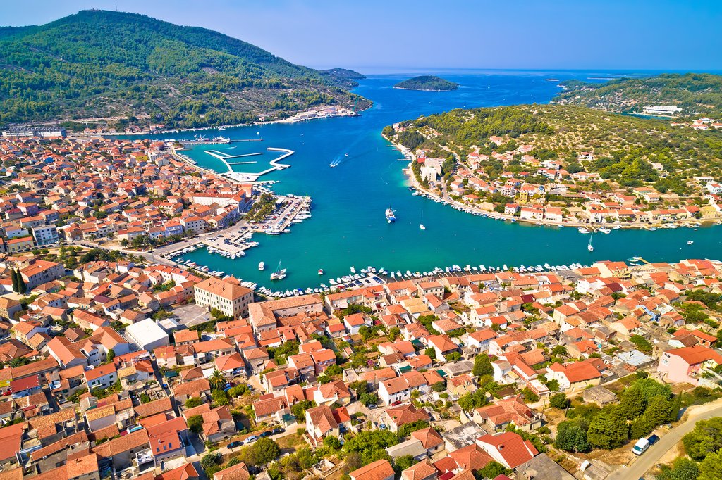 The bay of Vela Luka on Korcula Island