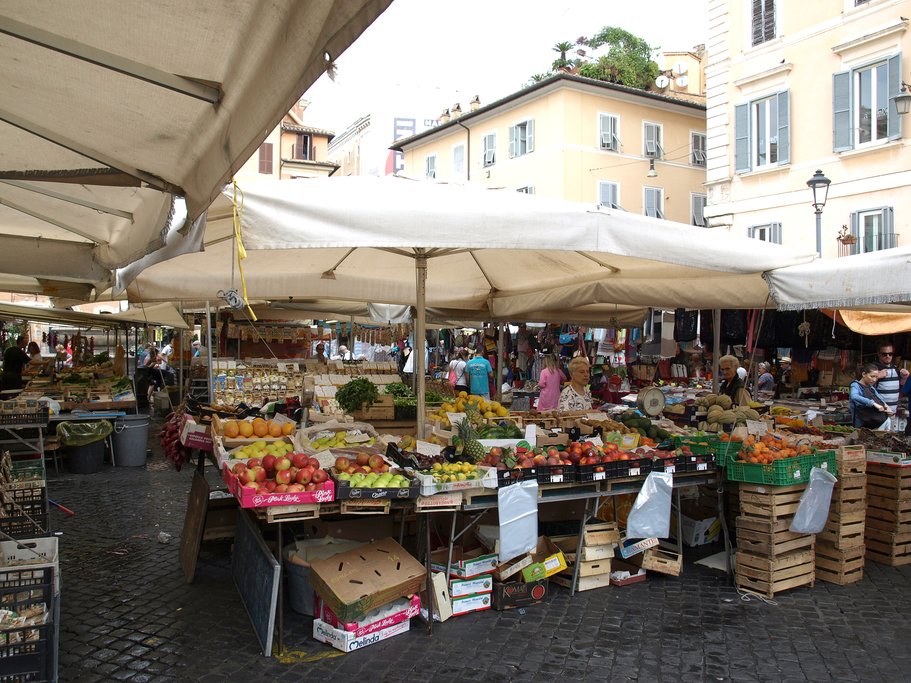 Campo de Fiori famous outdoor market in central Rome