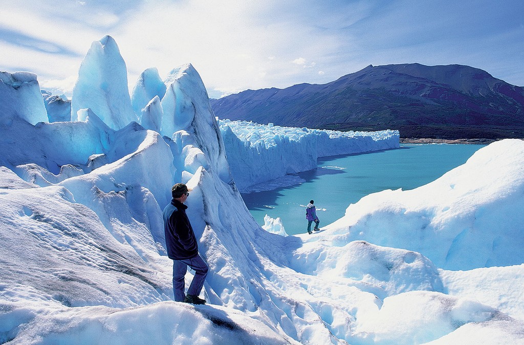 Hikers trekking Perito Moreno