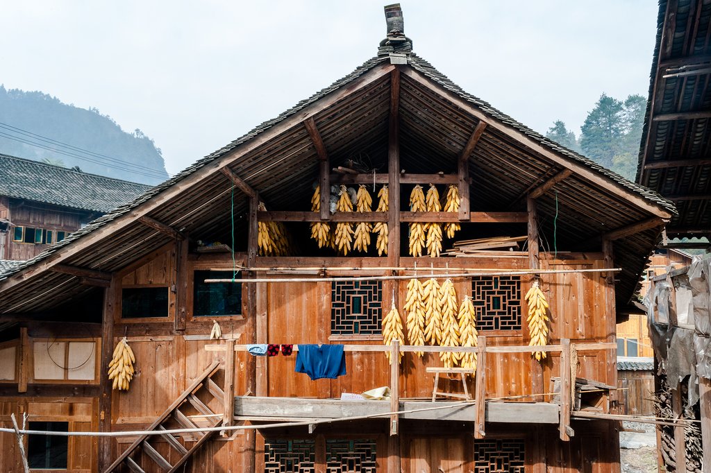 Traditional Wooden House in Langde Miao Village