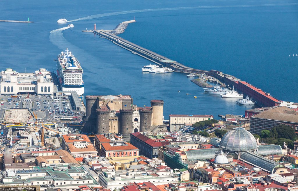 Aerial view of Castel Nuovo and Galleria Umberto