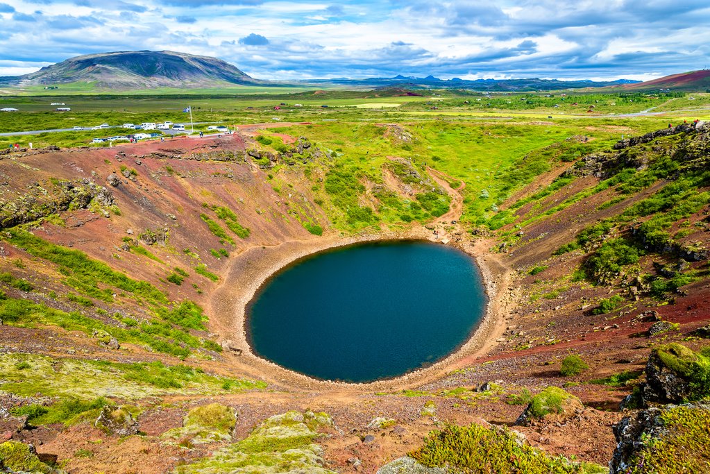 Deep blue late inside Kerid Crater, at the gateway to the Golden Circle