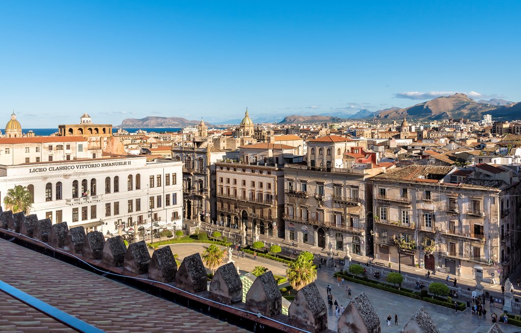 View of the cityscape from the Palermo Cathedral rooftop