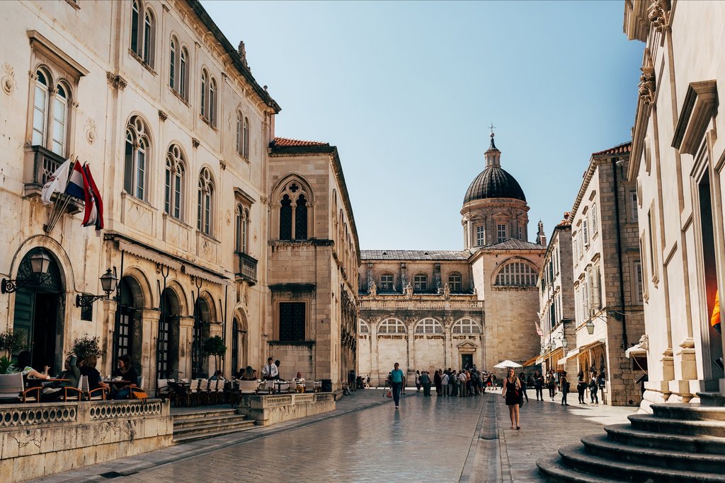 Croatia - Dubrovnik - Local scene of Old Town and the Assumption Cathedral