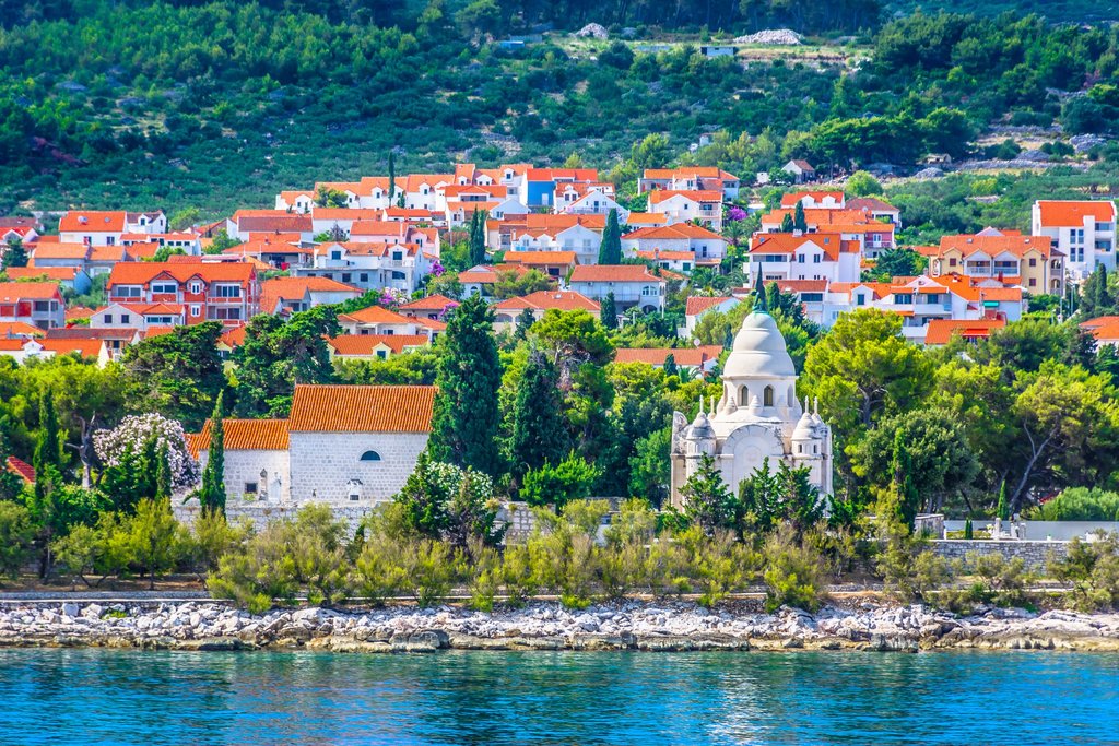 Seafront view of the coast town of Supetar on Brač
