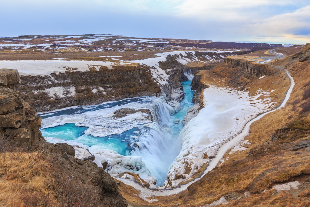 Gullfoss falls along the Golden Circle route