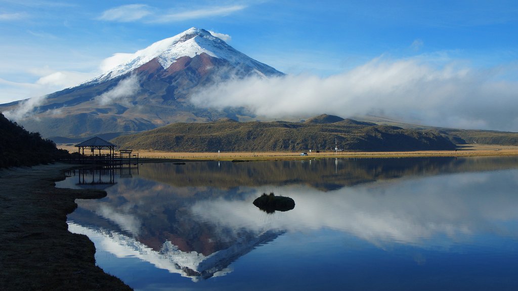 Cotopaxi Volcano, elevation 19,347 ft, has challenging trails for bikers and hikers.