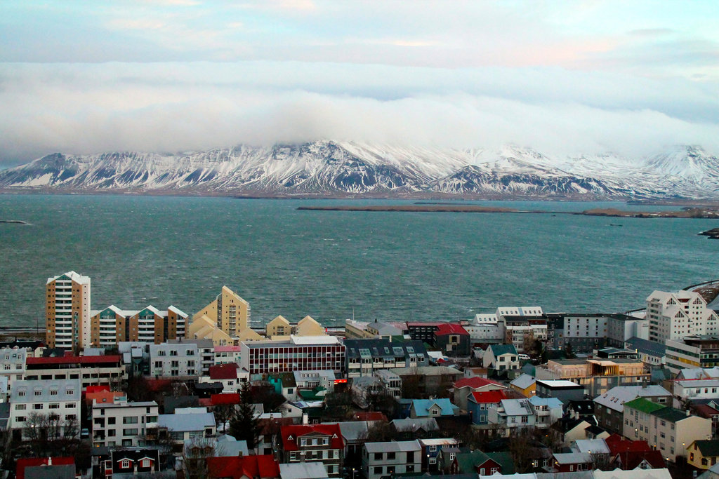 Mountain view over Reykjavik