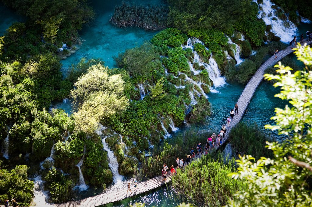 Walk amid travertine lakes in Plitvice Lakes National Park