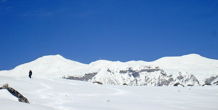 Trekking through the snow