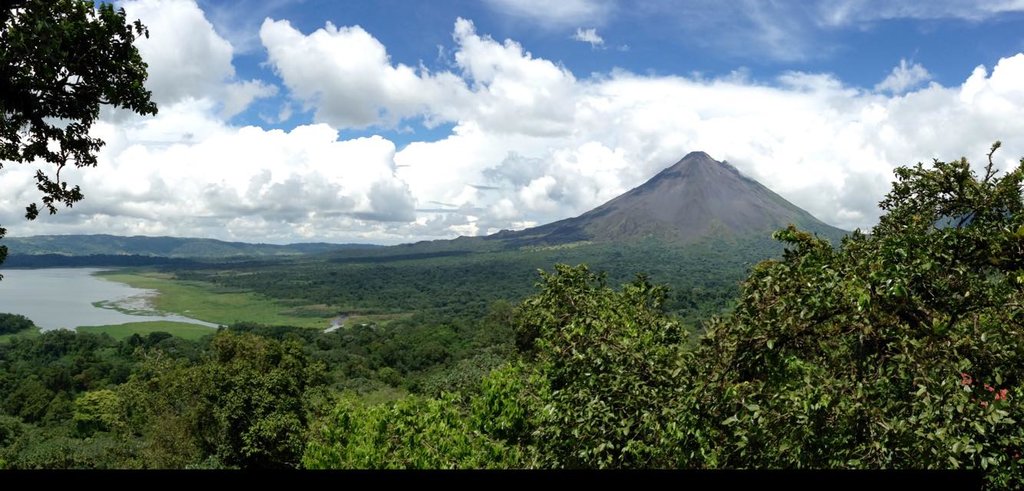 Arenal Lake and the towering volcano