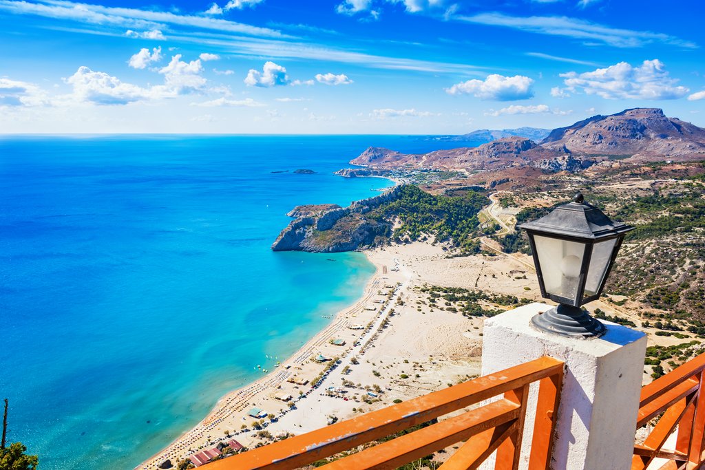 Golden sand beach on Rhodes Island
