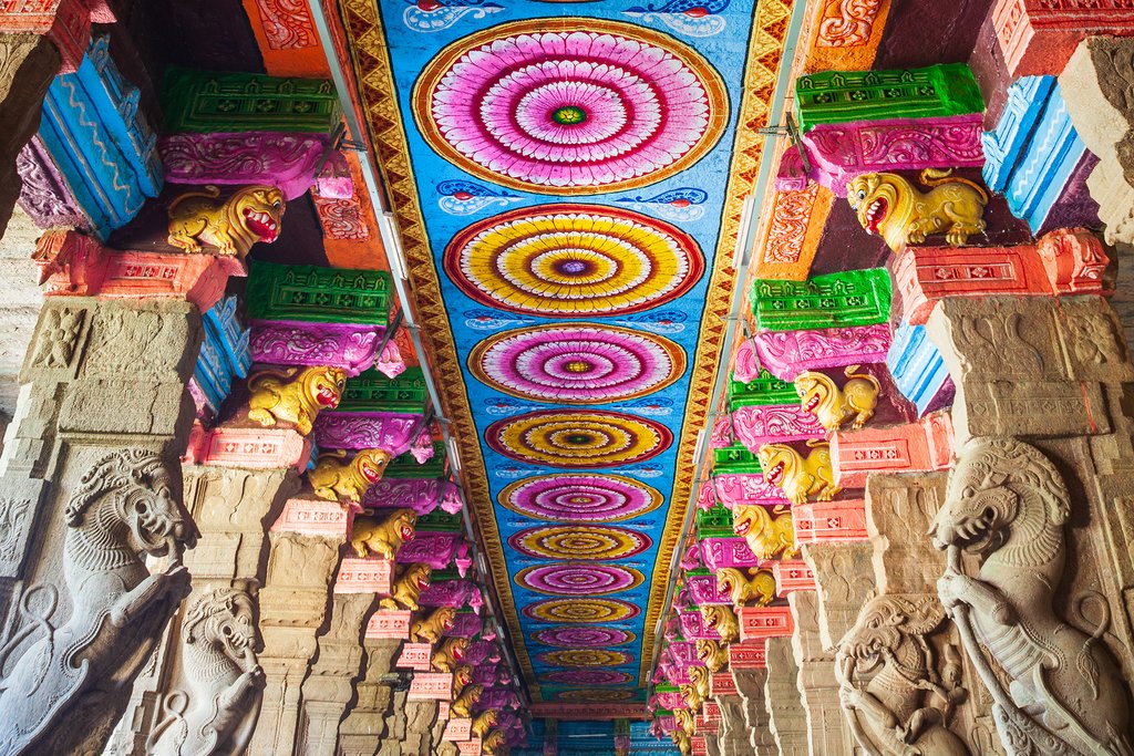 The thousand pillar hall inside Meenakshi Amman Temple