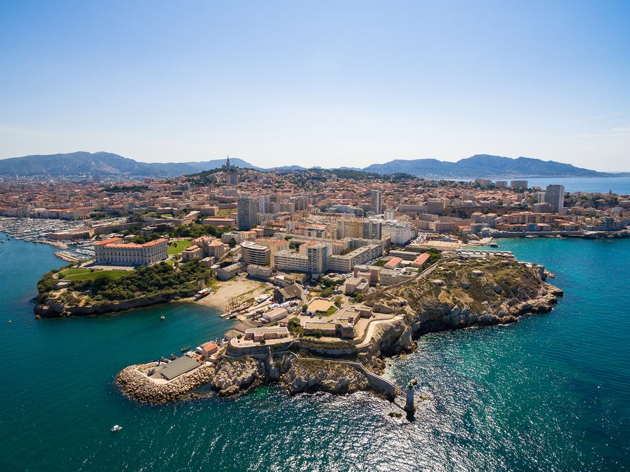 France - Marseille - Vieux Port, Saint Jean castle, and mucem in south of France