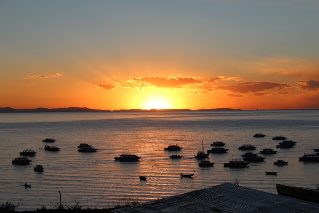 Boats in Lake Titicaca