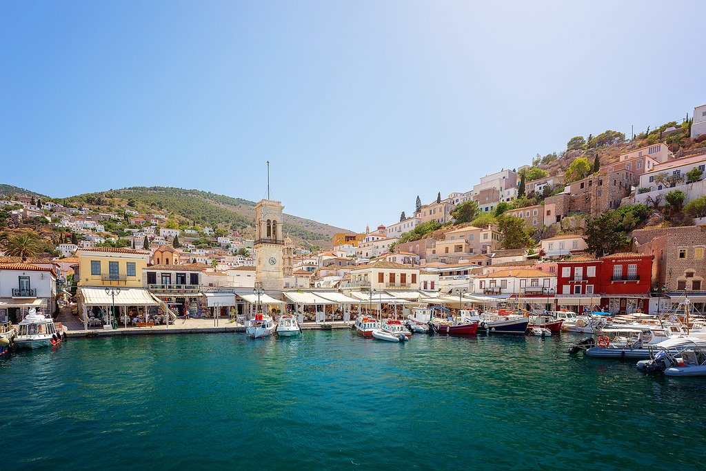 Hydra's bustling port