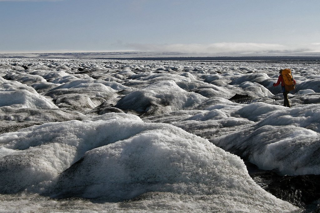 It takes an entire day to cross the ice of Skeiðarárjökull