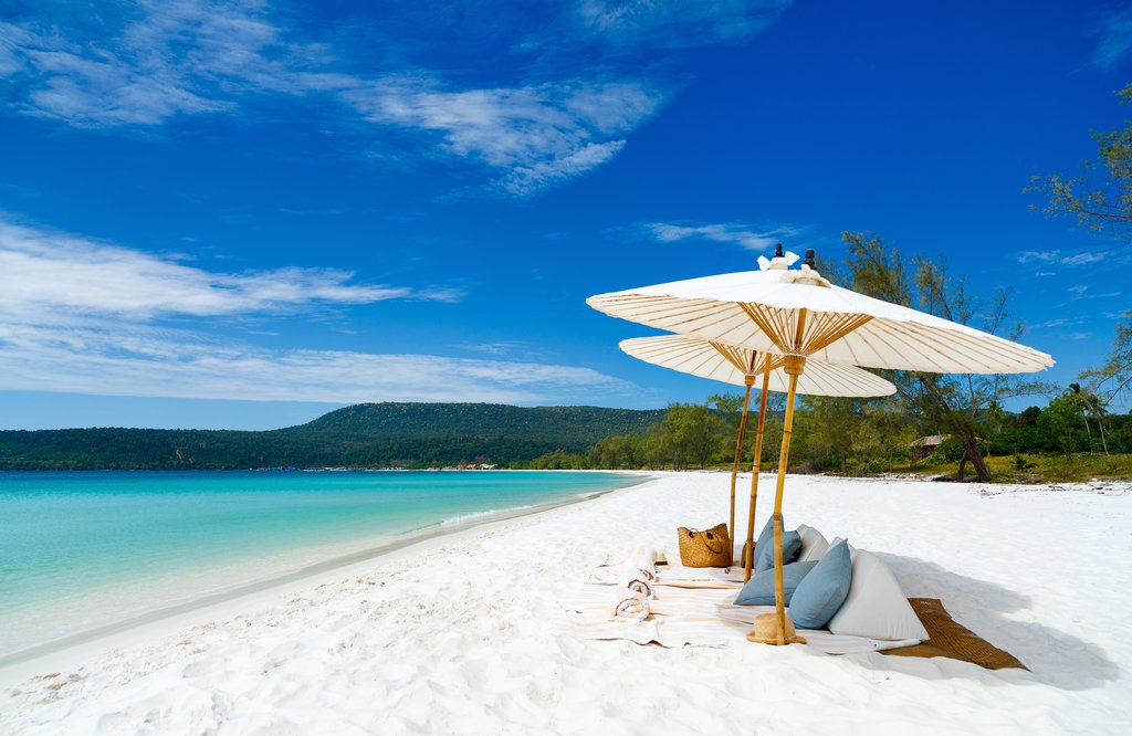 Relax on the beautiful Soksan Beach on Koh Rong Island