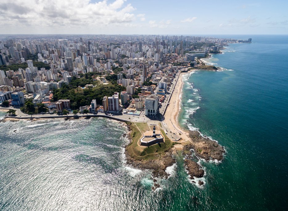 Barra lighthouse and Salvador skyline