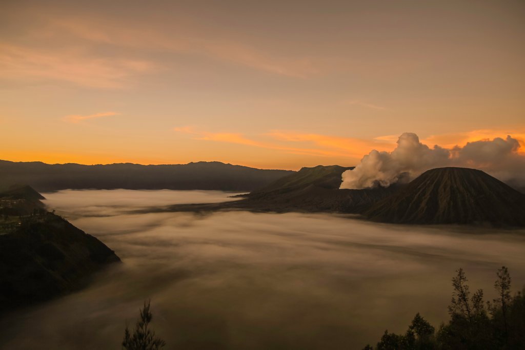 Sea of clouds by Mount Bromo