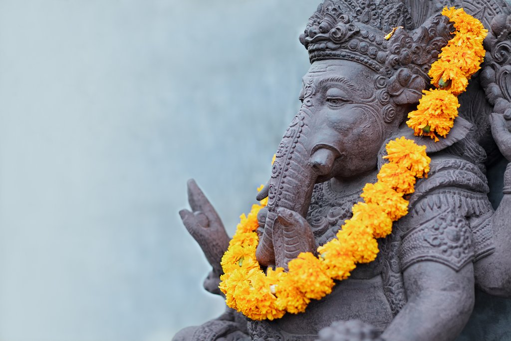 Ganesha statue outside of a Balinese temple