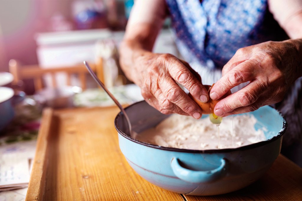 Grandma prepares a meal