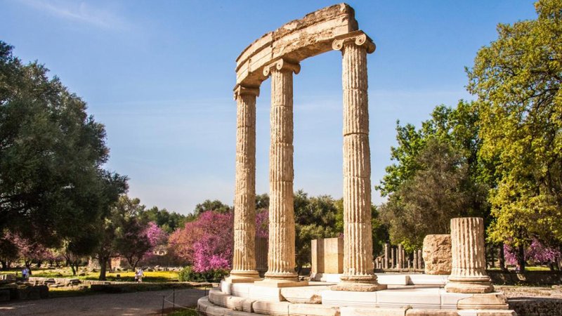 Ancient columns stand in Olympia