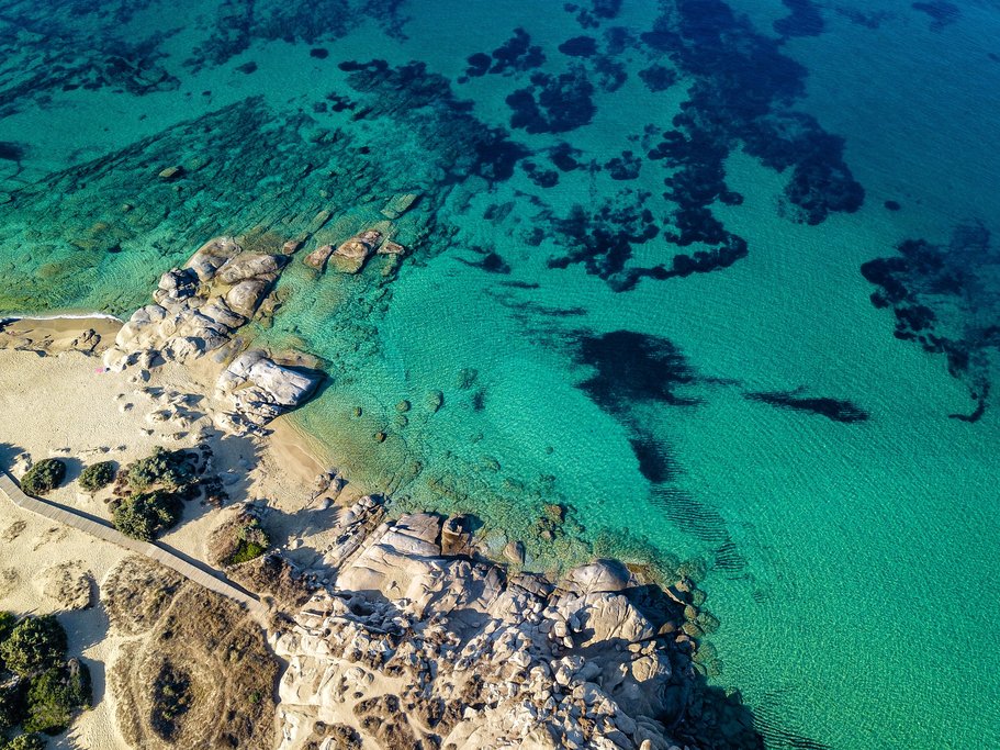 Beautiful blue waters in Naxos
