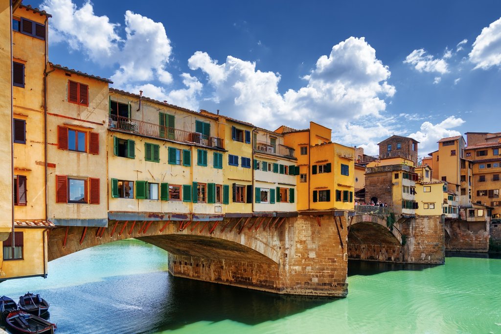 Medieval stone bridge Ponte Vecchio over the Arno River