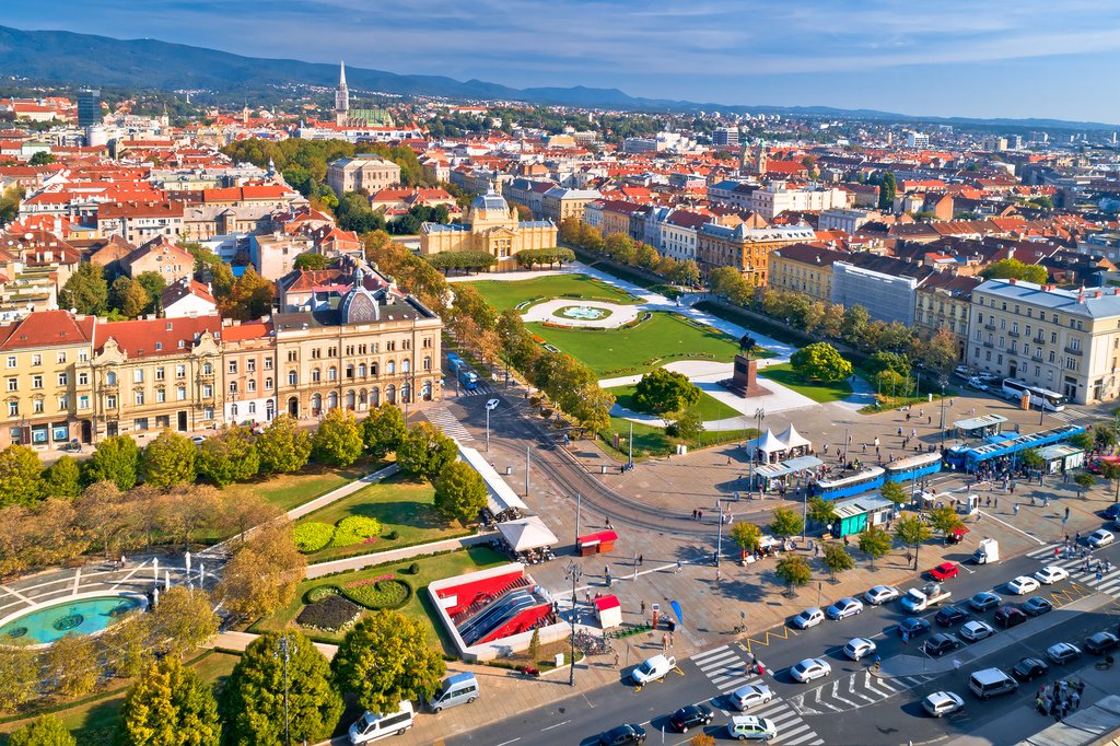 Aerial view of Zagreb historic city center