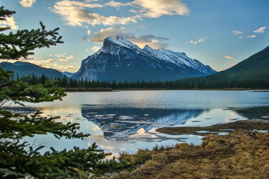 Mount Rundle reflected in  Vermilion Lakes