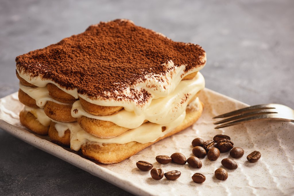 Tiramisu, a layered coffee cake