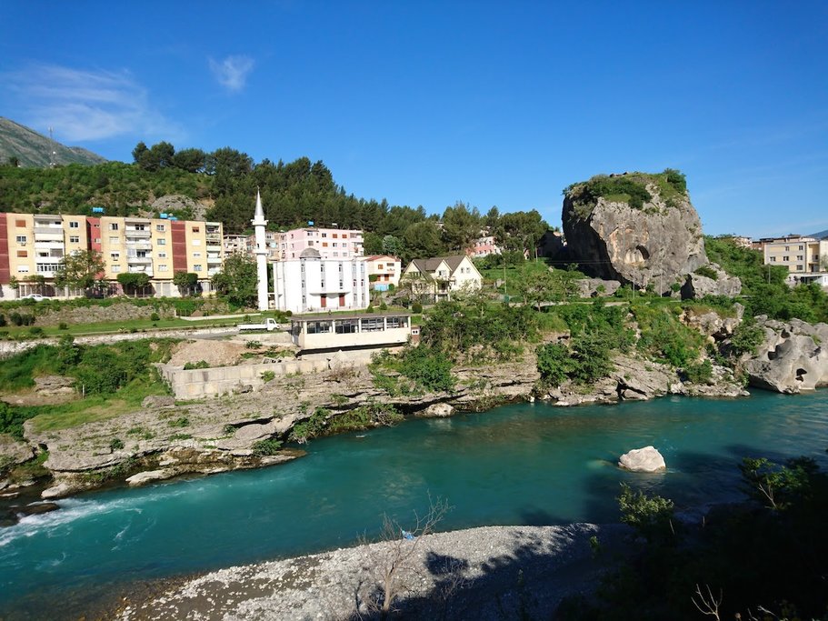 Përmet along the Vjosë  River, one of Europe's last