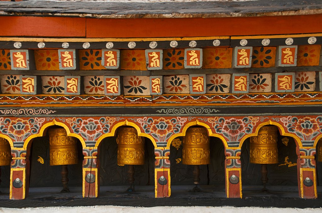 Prayer wheels in Thimphu
