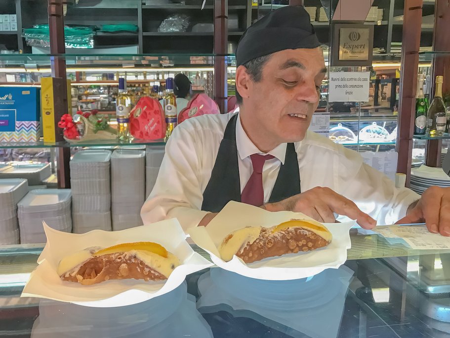 Street vendor sells pastries
