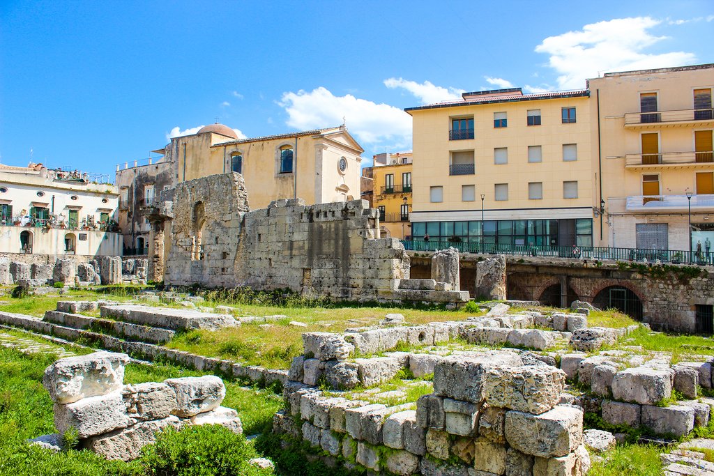 Temple of Apollo ruins, Pancali Square, Syracuse, Sicily, Italy