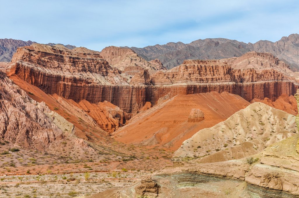 Colorful rock formations along the route