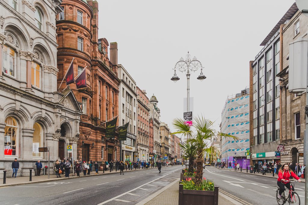 Looking down Dame Street