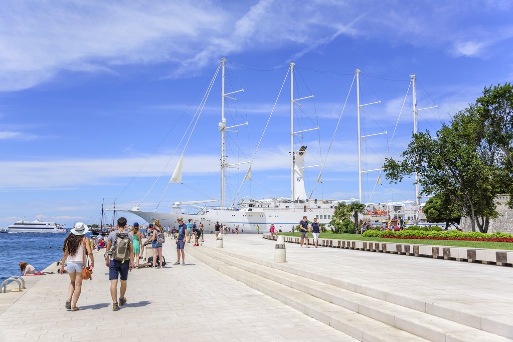View of Sea Organ in Zadar, Croatia