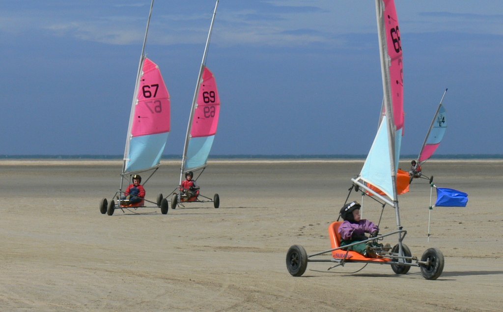Sand yachting in the bay of Mount St Michel