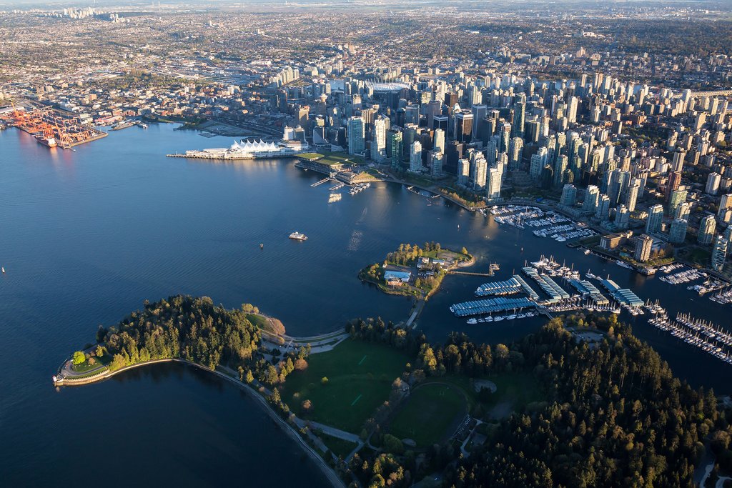 Stanley Park, Deadman's Island, and downtown Vancouver