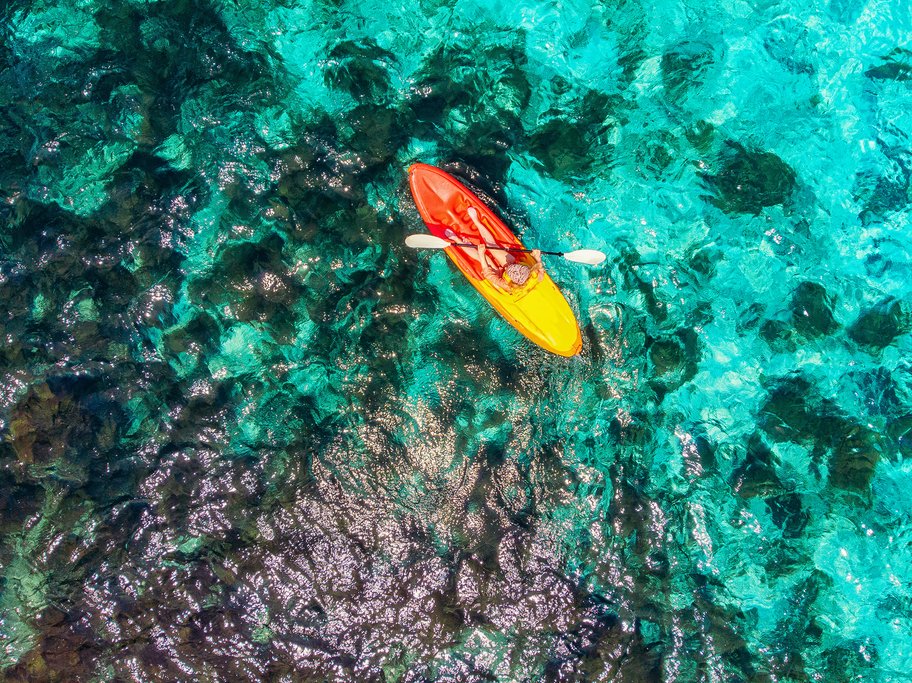 Kayak amid crystalline waters