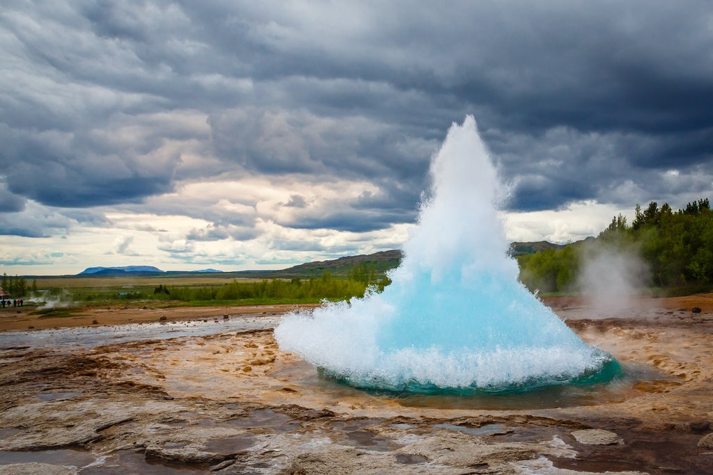 Strokkur geyser spouting