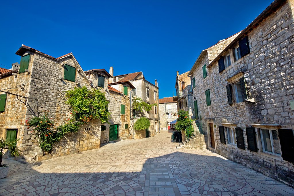Cobblestone streets of Stari Grad on the northern coast of Hvar